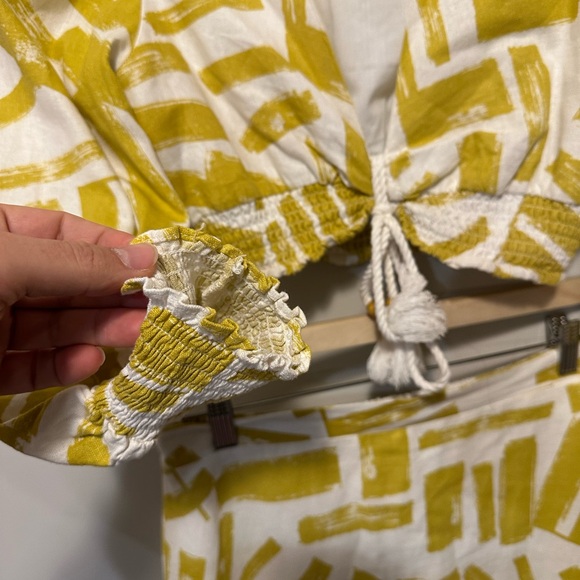 house of harlow 1960 Long Sleeve Linen Crop Top With Tiered Maxi Skirt Set Sz S - Picture 9 of 16